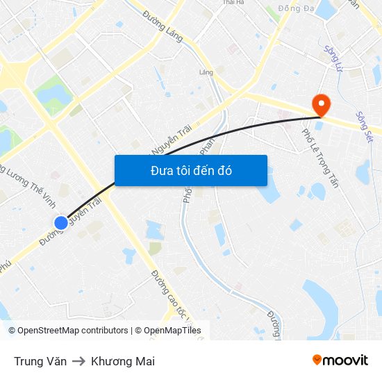 Trung Văn to Khương Mai map