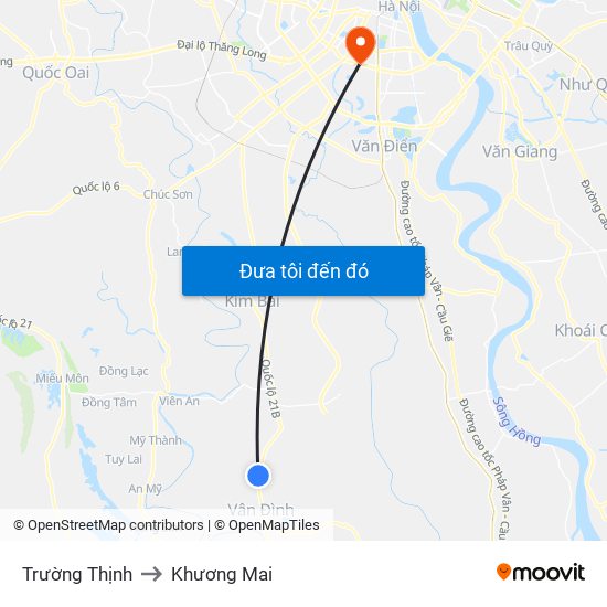 Trường Thịnh to Khương Mai map