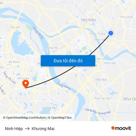 Ninh Hiệp to Khương Mai map