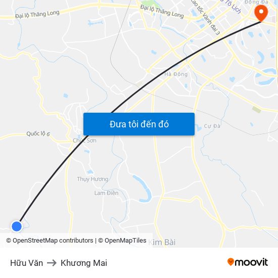 Hữu Văn to Khương Mai map