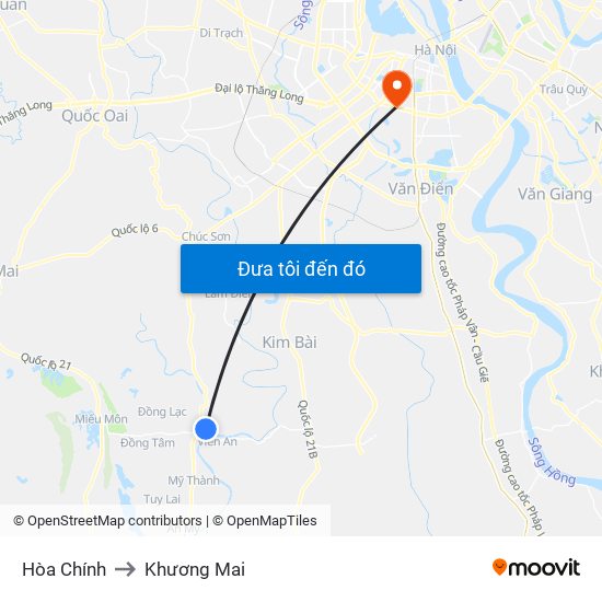 Hòa Chính to Khương Mai map