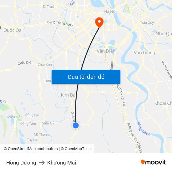 Hồng Dương to Khương Mai map