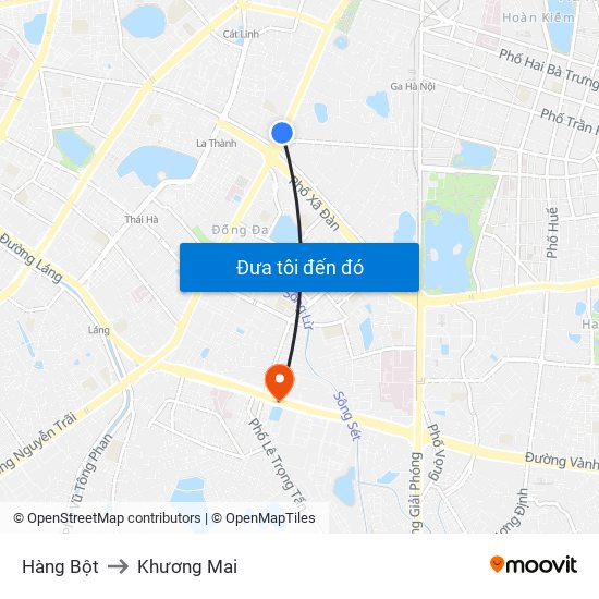 Hàng Bột to Khương Mai map