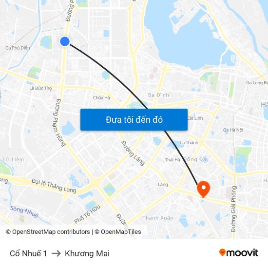 Cổ Nhuế 1 to Khương Mai map