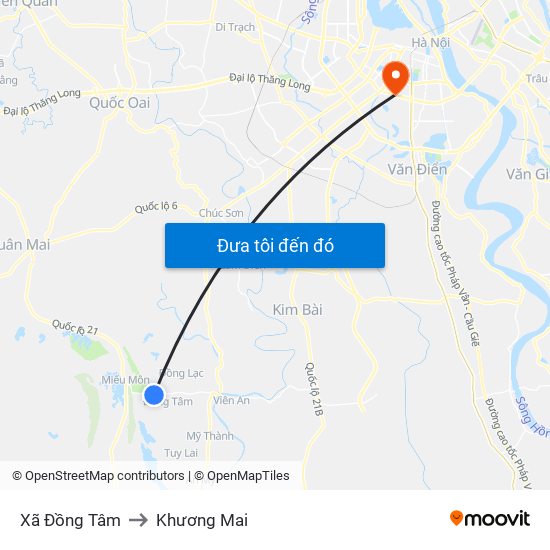 Xã Đồng Tâm to Khương Mai map