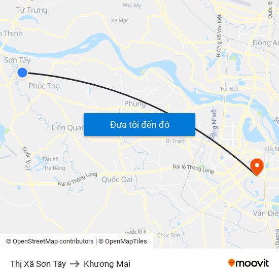 Thị Xã Sơn Tây to Khương Mai map