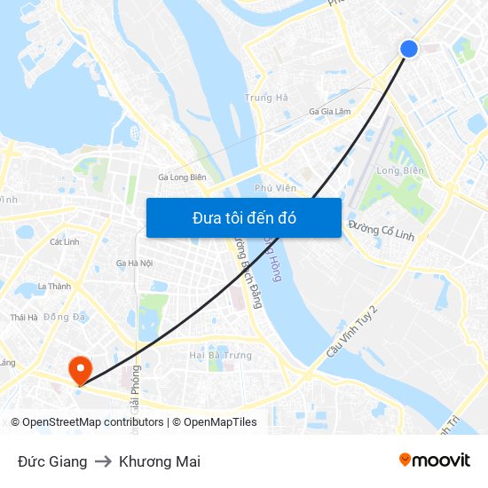 Đức Giang to Khương Mai map