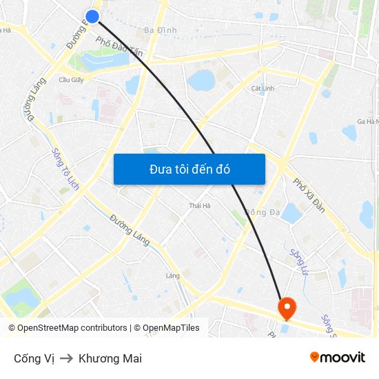 Cống Vị to Khương Mai map