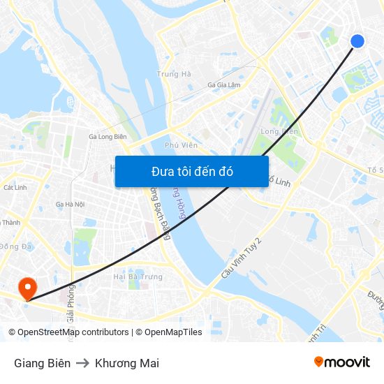 Giang Biên to Khương Mai map