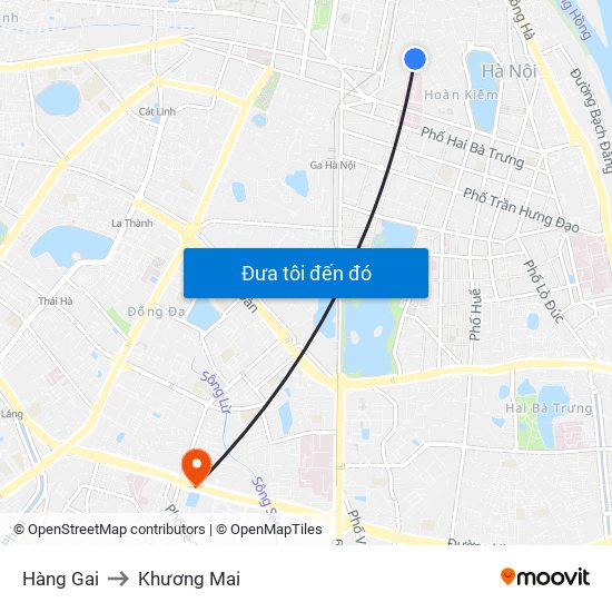 Hàng Gai to Khương Mai map
