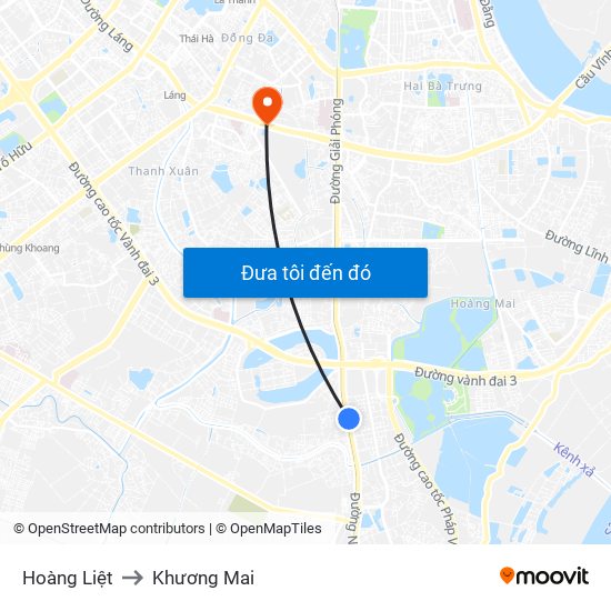 Hoàng Liệt to Khương Mai map