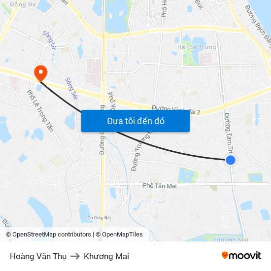 Hoàng Văn Thụ to Khương Mai map