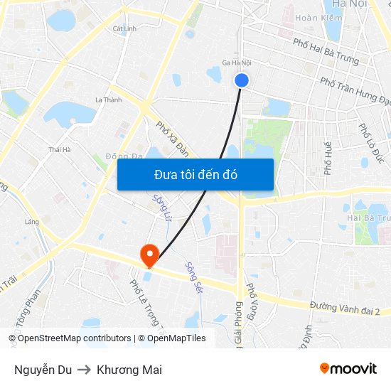 Nguyễn Du to Khương Mai map