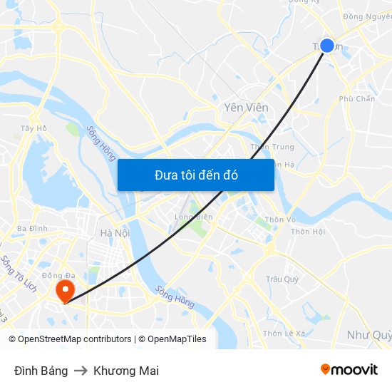 Đình Bảng to Khương Mai map