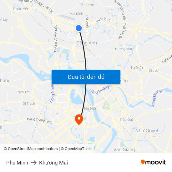 Phú Minh to Khương Mai map