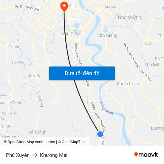 Phú Xuyên to Khương Mai map