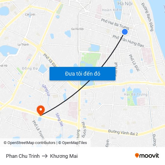 Phan Chu Trinh to Khương Mai map