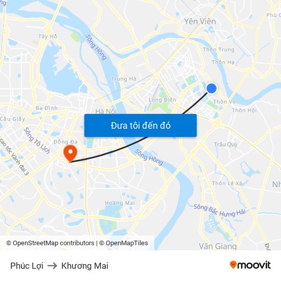 Phúc Lợi to Khương Mai map