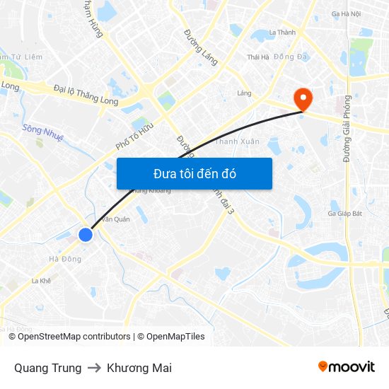Quang Trung to Khương Mai map