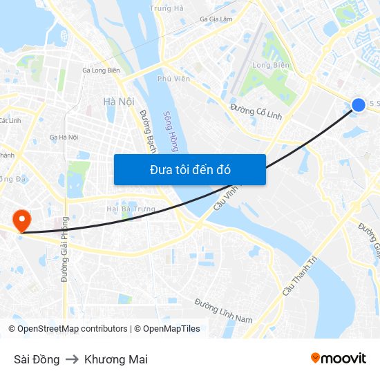 Sài Đồng to Khương Mai map
