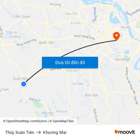 Thủy Xuân Tiên to Khương Mai map