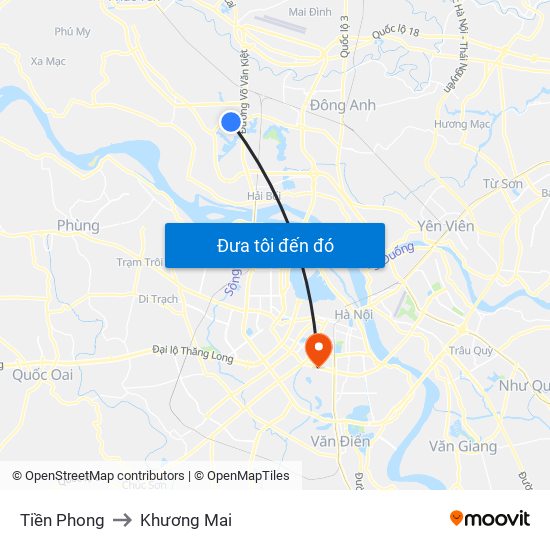 Tiền Phong to Khương Mai map