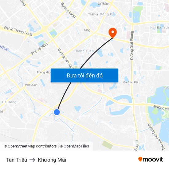 Tân Triều to Khương Mai map