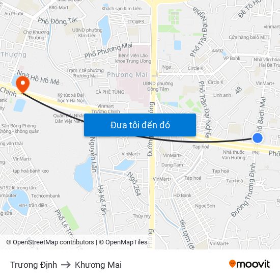 Trương Định to Khương Mai map