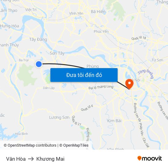 Vân Hòa to Khương Mai map