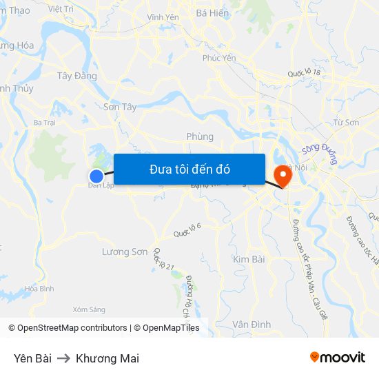 Yên Bài to Khương Mai map