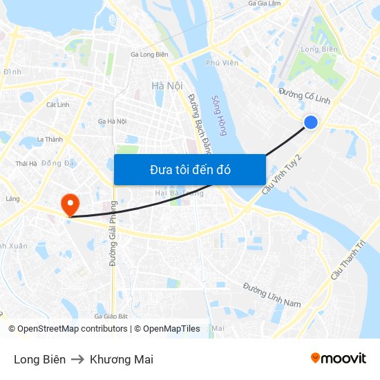 Long Biên to Khương Mai map