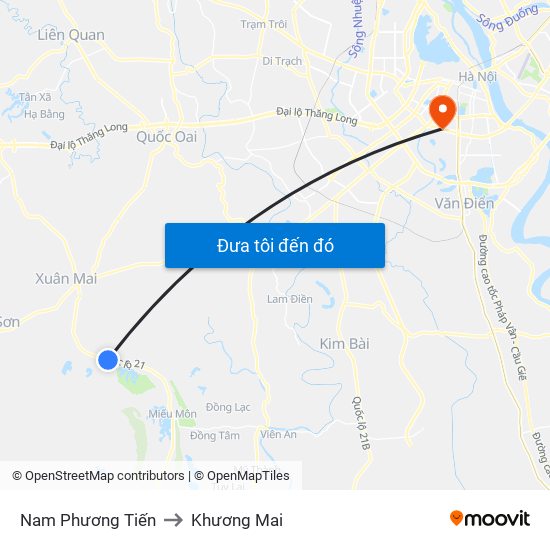 Nam Phương Tiến to Khương Mai map