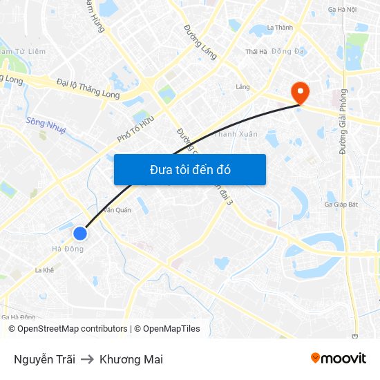 Nguyễn Trãi to Khương Mai map