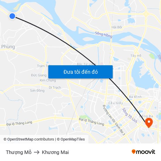 Thượng Mỗ to Khương Mai map