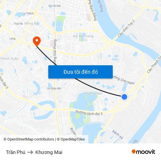 Trần Phú to Khương Mai map