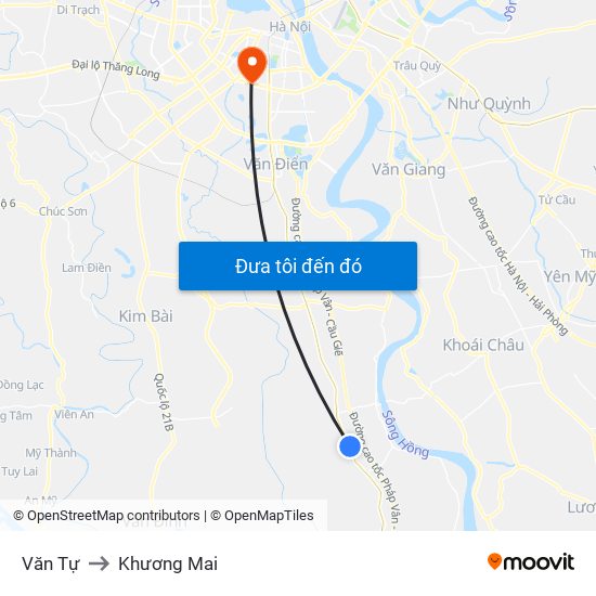 Văn Tự to Khương Mai map