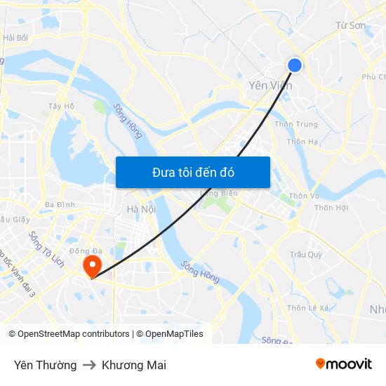 Yên Thường to Khương Mai map