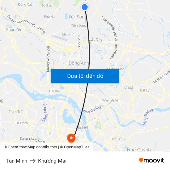 Tân Minh to Khương Mai map