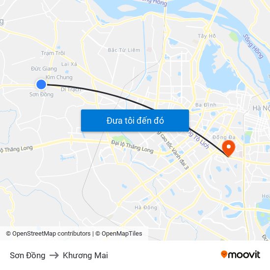 Sơn Đồng to Khương Mai map