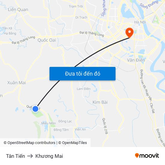 Tân Tiến to Khương Mai map