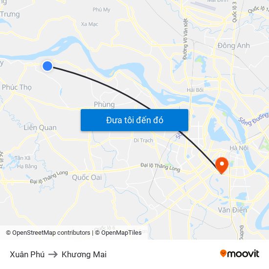 Xuân Phú to Khương Mai map