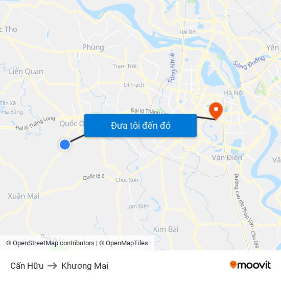 Cấn Hữu to Khương Mai map