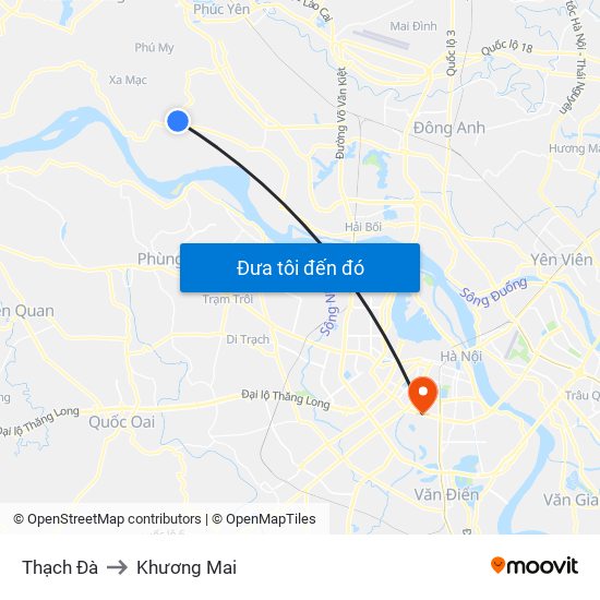 Thạch Đà to Khương Mai map