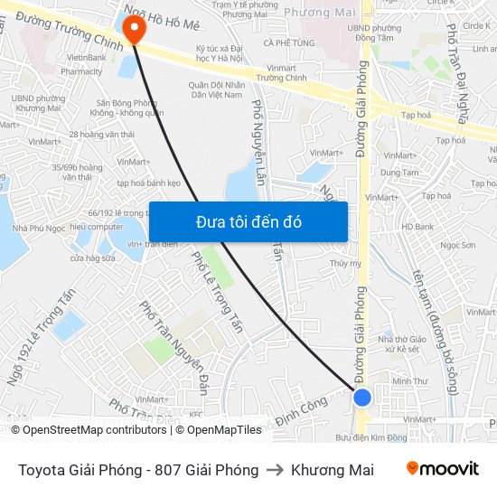 Toyota Giải Phóng - 807 Giải Phóng to Khương Mai map