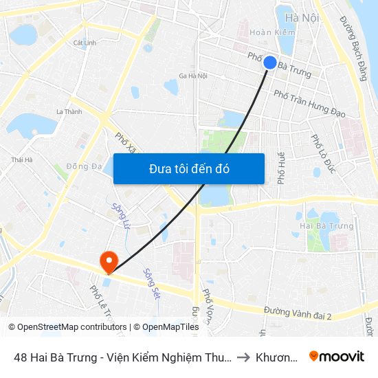 48 Hai Bà Trưng - Viện Kiểm Nghiệm Thuốc Trung Ương to Khương Mai map