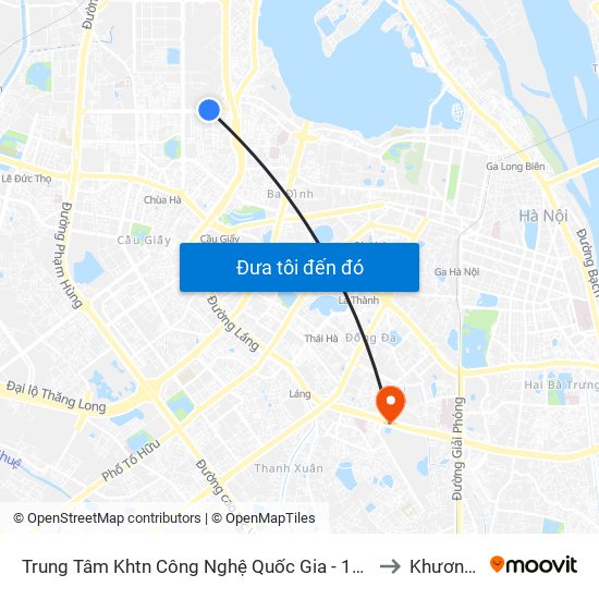 Trung Tâm Khtn Công Nghệ Quốc Gia - 18 Hoàng Quốc Việt to Khương Mai map