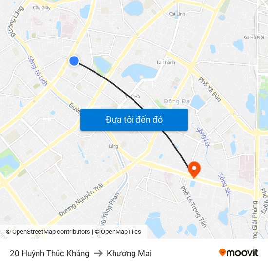 20 Huỳnh Thúc Kháng to Khương Mai map