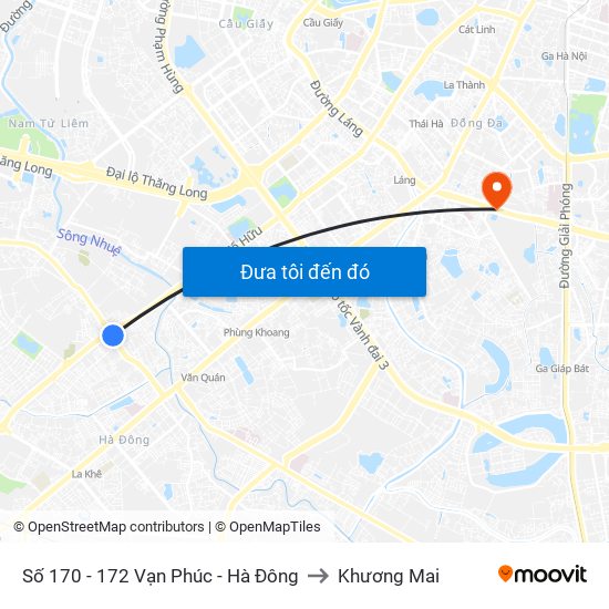 Số 170 - 172 Vạn Phúc - Hà Đông to Khương Mai map