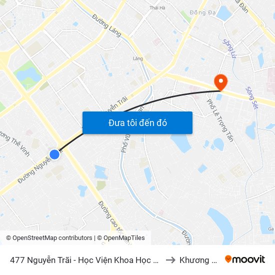 477 Nguyễn Trãi - Học Viện Khoa Học Xã Hội to Khương Mai map