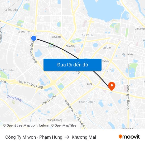 Công Ty Miwon - Phạm Hùng to Khương Mai map
